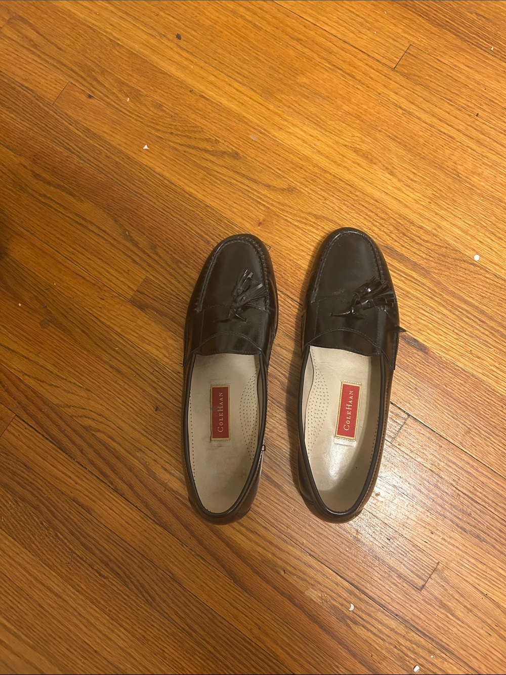 Cole Haan Dark Brown Leather Tassel Slip-On Loafers